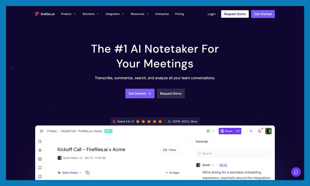 fireflies ai homepage