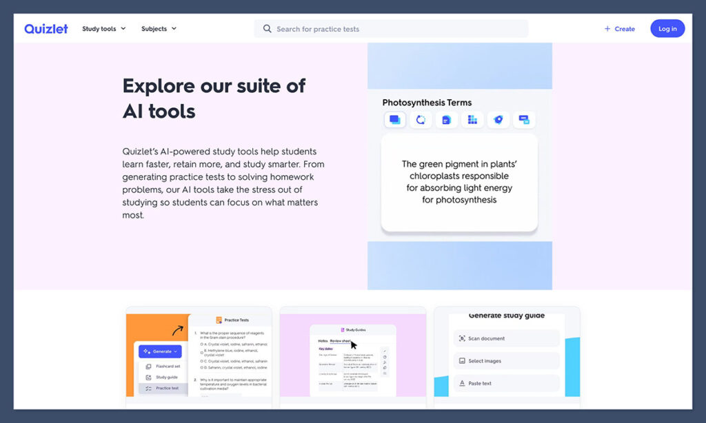 quizlet homepage